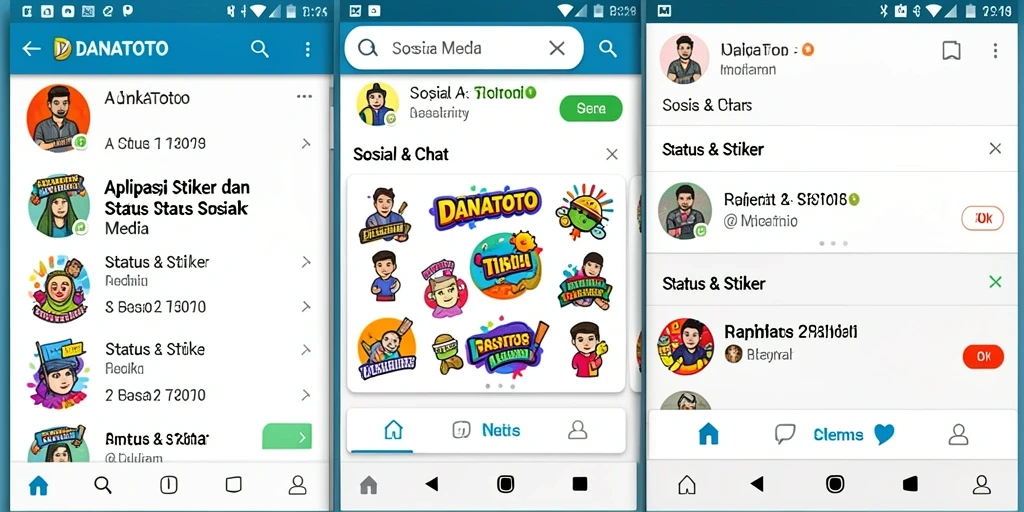 Tampilan antarmuka DANATOTO dengan berbagai pilihan stiker yang menarik.