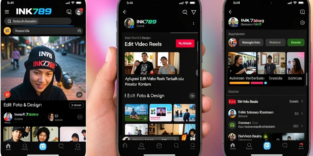 Antarmuka pengguna INK789 yang modern dan fungsional untuk Edit Video Reels.