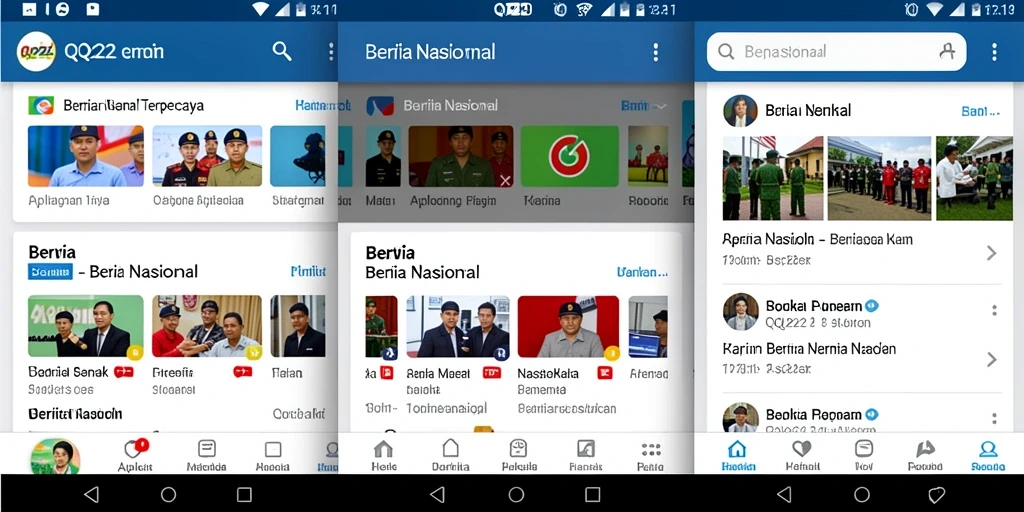 Tampilan antarmuka aplikasi Berita Nasional QQ222.