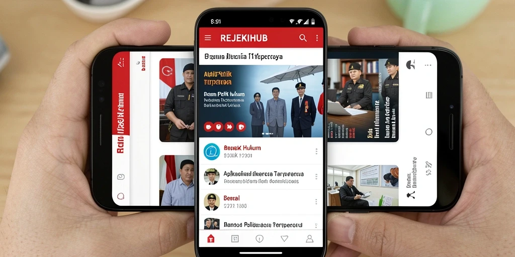 Antarmuka user-friendly REJEKIHUB untuk berita politik dan hukum.