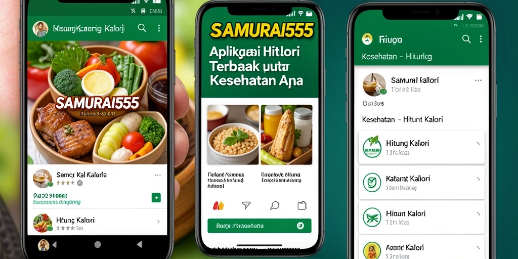 Tampilan antarmuka aplikasi SAMURAI555 menampilkan dashboard Hitung Kalori yang menarik.